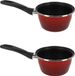 MAGEFESA Set van 2x stuks steelpan/sauspan rood anti aanbaklaag 14 cm - 1,5 liter