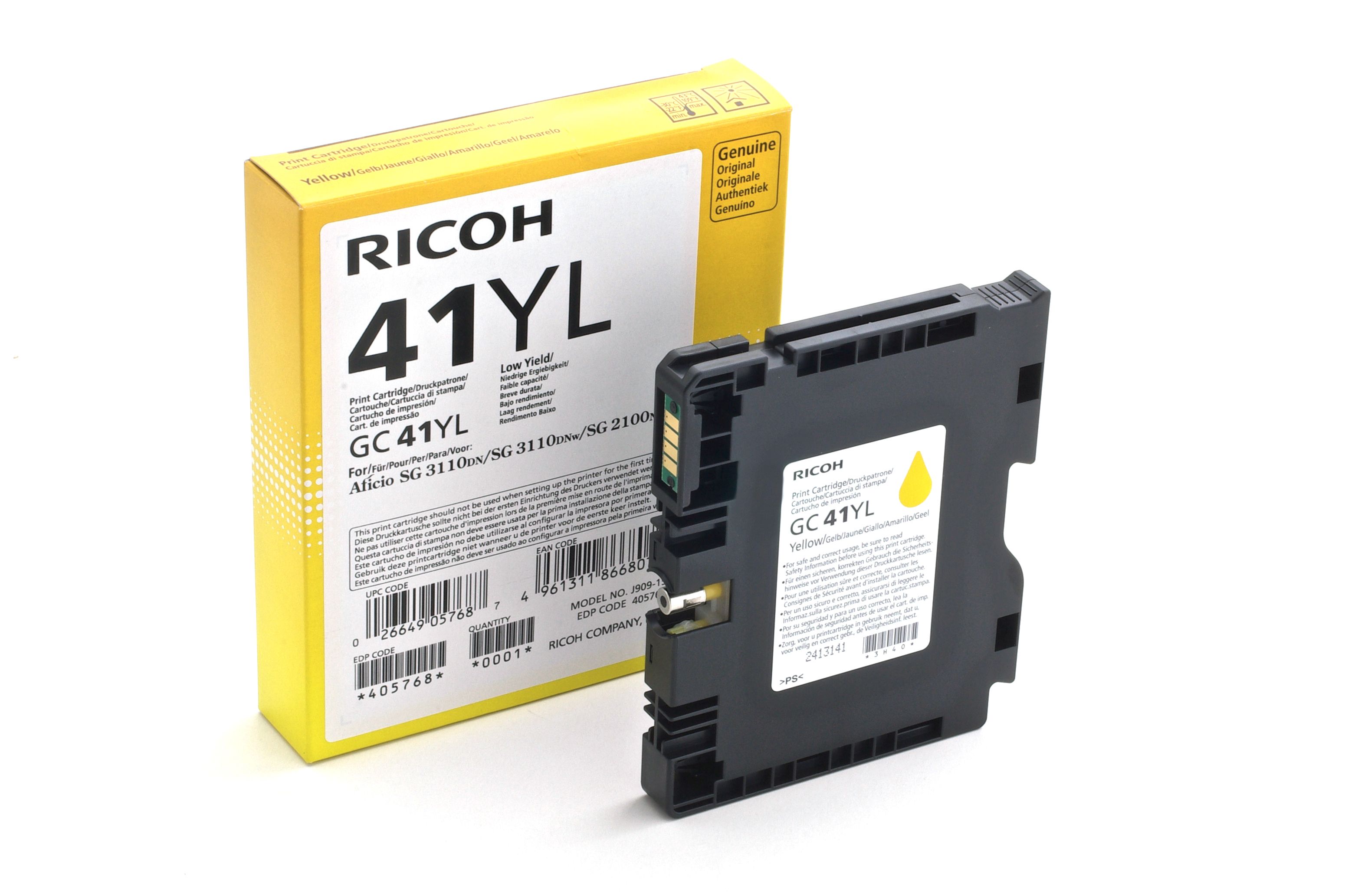 Ricoh GC-41YL Yellow Ink Cartridge - Original