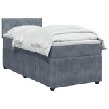 vidaXL Boxspringbed met matras, donkergrijs, 90 x 200 cm, fluweel