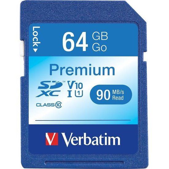 Verbatim PREMIUM SDXC C10/U1 64GB SD-kaart - 4MB/s Lezen/Schrijven