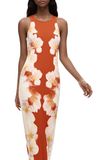 Desigual Damesjurk Jasmine Mouwloos Kort Gebloemd Oranje S