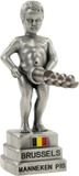 Merkloos Manneke Pis flessenopener/kurkentrekker - zilver - metaal