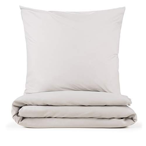 Blumtal beddengoed 2-pack 155 x 220cm + kussensloop 80 x 80cm - superzachte dekbedovertrekset, 2-delig, Moonlight grijs