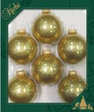 Krebs Kerstballen - 16 stuks - Goud Sparkle - 7 cm - Glas