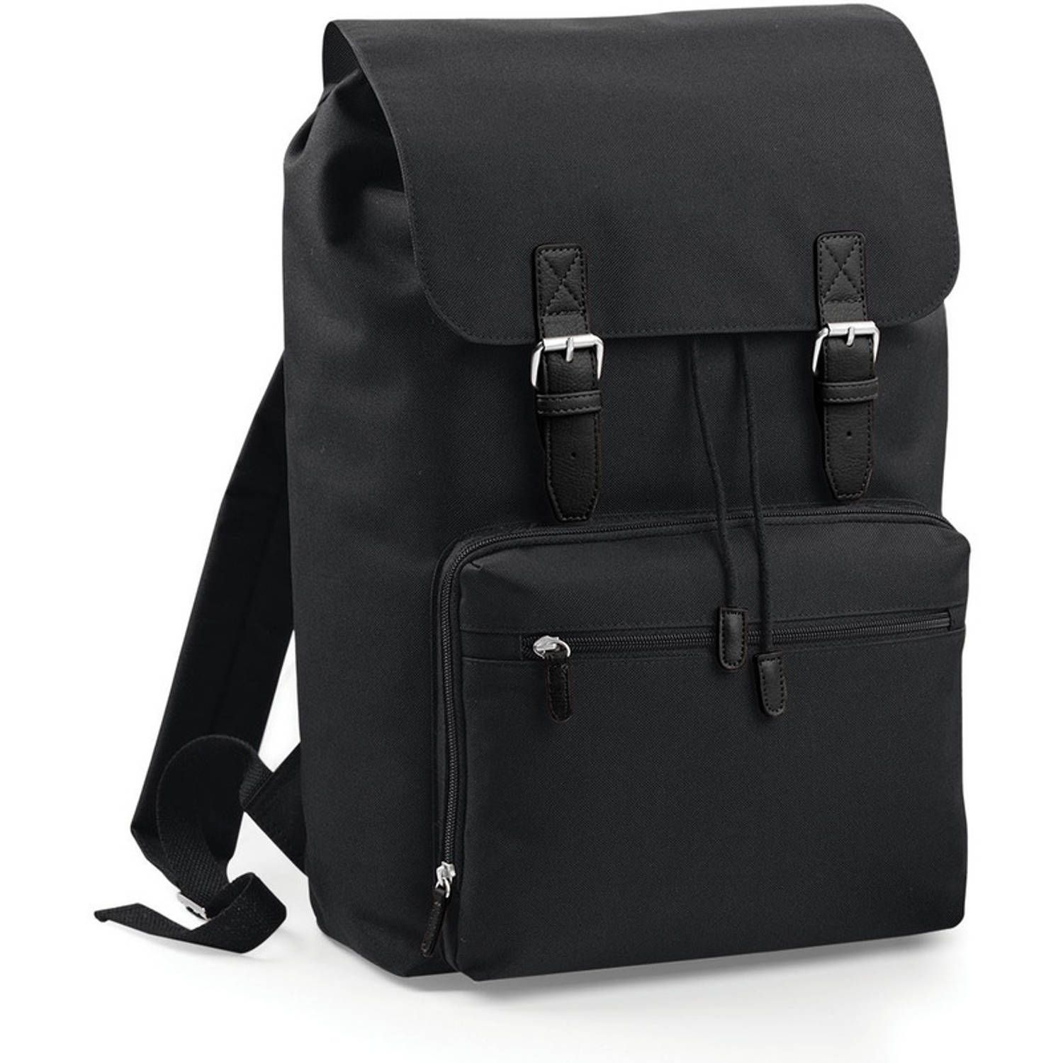 Shoppartners vintage schooltas rugzak/rugtas zwart 49 cm - polyester
