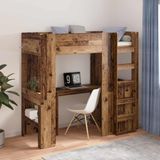 vidaXL Stapelbedframe met Bureau Oudhout 75 x 190 cm