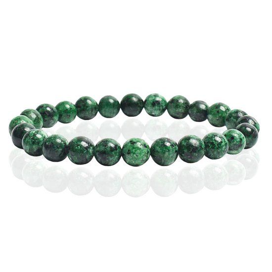Memphis Lookinggoodtoday Natuursteen Armband met 8mm Kralen Memphis - Green Black Jade