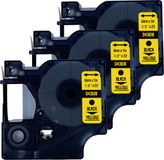 DULA Dymo D1 43618 - S0720790 - Compatible label tape - 3 lettertapes - Zwart op geel - 6mm x 7m