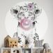 Lionceau Sticker Mural Rond / Cercle Enfants - Diamètre 110 Cm - Adhésif Mat