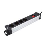 TM Electron TMUAD404 Meervoudig stopcontact met schakelaar, overspanningsbeveiliging en aluminium afwerking