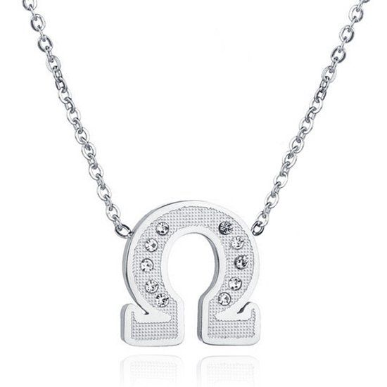 Cilla Jewels Lookinggoodtoday Zilverkleurige dames ketting Edelstaal OHM Symbool