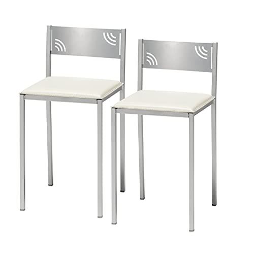 ASTIMESA Keukenkrukken - Set van 2 - Wit Kunstleer - 45 cm Zithoogte