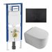 Geberit QeramiQ Dely Swirl Toiletset - 36.3x51.7cm - Geberit UP720 Duofix Sigma inbouwreservoir - 35mm zitting - mat zwarte metalen bedieningsplaat - ronde knoppen - glans wit