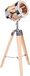 BRUBAKER Vloerlamp, industrieel design, driepootlamp - 65 cm hoog - Houten statiefpoten - Lampenkap in chroomkleur/messing