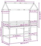 vidaXL Hoogslaper bedframe Waskleur Bruin 90 x 190 cm