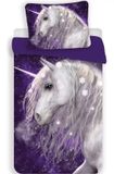Unicorn Dekbedovertrek paars - Eenpersoons - 140 x 200 cm - Katoen