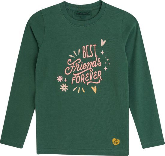 4PRESIDENT Alina Green longsleeve katoenmix ronde hals lange mouw printopdruk casual 140