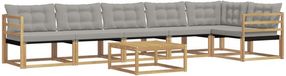 vidaXL - Hoek loungeset - 6 zitplekken - Acacia hout - Wit en lichtgrijs