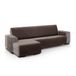 ECOMMERC3 Chaise longue-bankhoes voor linkse armleuningen, rugleuningsgrootte: 240 cm, chaise longue-overtrek kleur: bruin, zacht, 100% Made in Spain