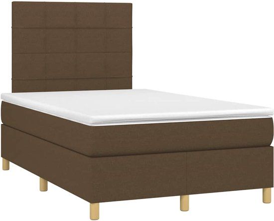 vidaXL Boxspring met matras stof donkerbruin 120x190 cm