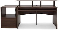 Gear4music modul 3-Tier Pro Audio Studio Desk with 8U Rack Cabinet, Walnut