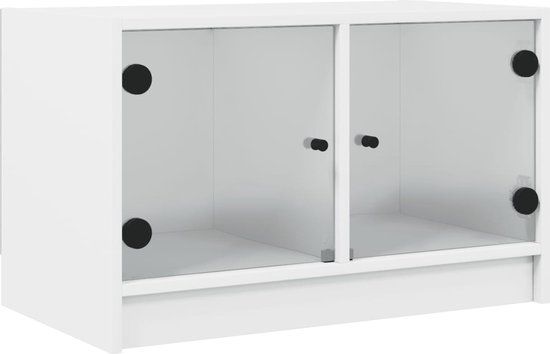 vidaXL Tv-meubel met glazen deuren 68x37x42 cm wit