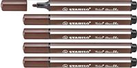 Stabilo Trio Scribbi Driekantige Viltstift met Meeverende Punt - 5 Stuks - Bruin