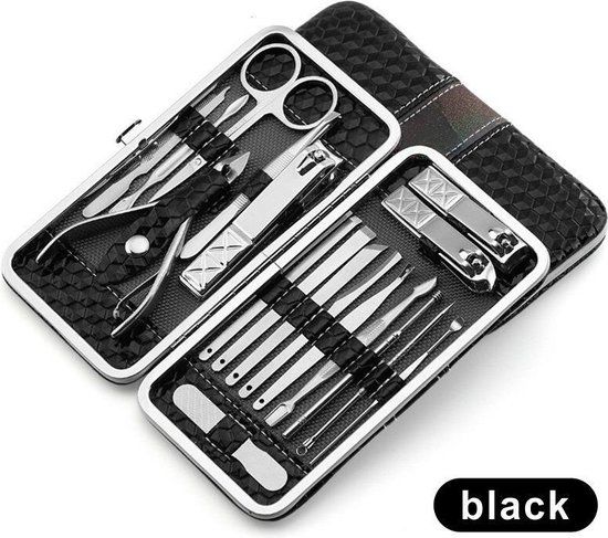 Luminous Luxury Luxe 18-delige Manicure Set Hexagon Zwart Pedicure Nagels