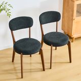 STILVORA Eetkamerstoel Set Van 2 - Comfortabele Stoelen Met Zitting En Metalen Frame - Voor Eetkamer En Keuken - Linnen - Zwart