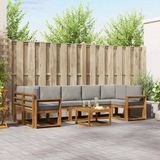 vidaXL Acacia Hout Hoek Loungeset Natuurlijk en Lichtgrijs