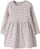 Name it Jurk regular fit, biologisch katoen, gebloemd, lange mouw, ronde hals, kort, Peyote Melange, maat 98