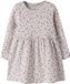 Name it Jurk regular fit, biologisch katoen, gebloemd, lange mouw, ronde hals, kort, Peyote Melange, maat 98