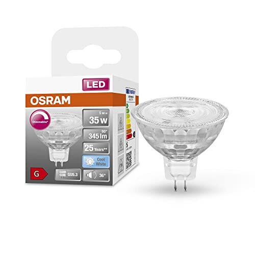 OSRAM Lamps OSRAM Superstar reflectorlamp, GU5.3-basis helder glas ,Koud wit (4000K), 345 Lumen, substituut voor 35W-verlichtingsmiddel dimbaar, 1-Pak