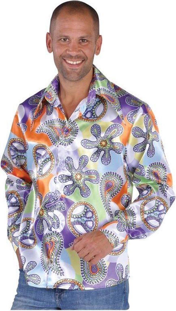 Magic by freddy Hippie Kostuum | Lekker Aanwezig Jaren 70 Hemd Satijn Gert Man | Small | Carnaval kostuum | Verkleedkleding