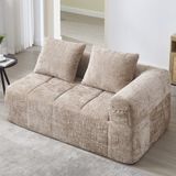 REDOM 2-zits bank met chaise longue – Loungebank & sofa in één – Zijvakjes voor opbergruimte – Zachte chenille stof – Incl. kussen – Compact voor kleine ruimte – Khaki – 158 cm
