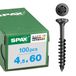 SPAX Gevelschroef, 4,5 x 60 mm, 100 stuks, gedeeltelijk voorzien van schroefdraad, verhoogde verzonken kop, T-STAR plus T20, CUT-punt, A2 roestvrij staal BLAX - 25170404506021