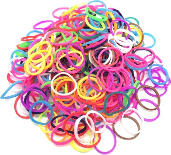 Behave 600 Loom elastiekjes loombandjes in multi kleur met weefhaken en S-clips