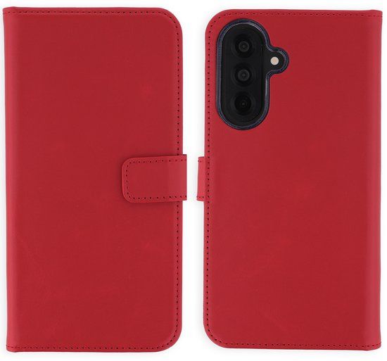 Selencia Echt Leren Bookcase - Rood - Geschikt voor Samsung Galaxy A37 (5G)