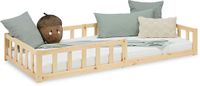 Homestyle4u Kinderbed 90x200 cm - Vloerbed met valbeveiliging - Natuur