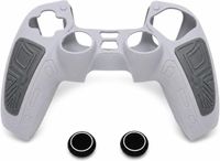 oCreon PlayStation Beschermhoes - Geschikt voor PlayStation 5 - Siliconen hoes - Controller - Beschermhoes met gripzones en 2 thumbstick - Dopjes - Grijs