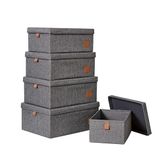 LOVE !T STORE !T LOVE IT STORE IT Premium opbergdozen met deksel, 5-delige set van hoogwaardige stof, zeer stabiel, grijs, 5 verschillende maten