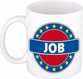 Bellatio Decorations - Job voornaam - koffiemok - beker - wit/blauw - 300 ml