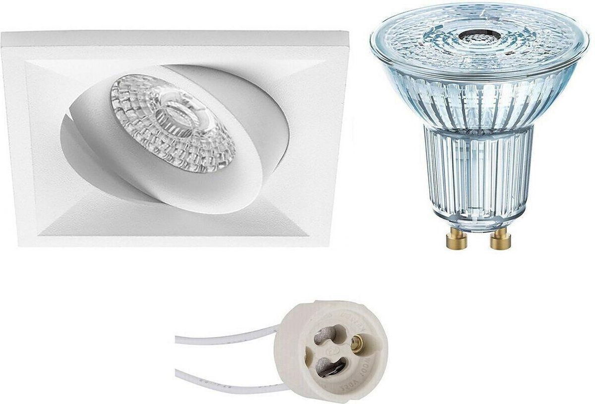 Osram LED Spot Set - Parathom PAR16 940 36D - Proma Qiundo Pro - GU10 - Dimbaar - Vierkant - Wit - 3.7W - 4000K - Kantelbaar - 80mm