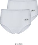 Beeren 2-pak Julia taille slip met badstof kruisje Softly - Hoge Katoenen dames onderbroek - Oma ondergoed - Wit / L