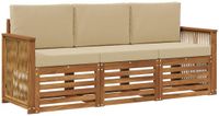 vidaXL - Bank loungeset - 4 zitplekken - Massief acaciahout - Natuurlijk en beige