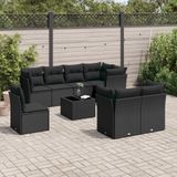 Maison Exclusive - Ensemble de meubles de jardin 9 pièces avec canapé et coussins, noir, en polyrotin