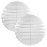 Merkloos / Sans marque Luxe bol feest lampion - 2x - wit - dia 50 cm - papier