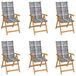 VidaXL Tuinstoel Terras Gecapitonneerde zitting Teak 6 stuks met grijs geruite kussens