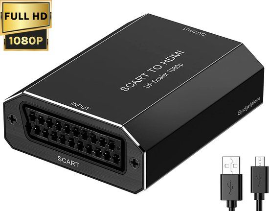 SCART Naar HDMI Converter, HD 1080P SCART Naar HD Multimedia Interface Adapterkabel voor Geluid Video, DC 5V