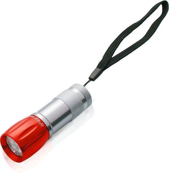 LED Zaklamp - Rood/Zilver - Aluminium - Batterij - 30 Lumen